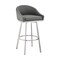 Armen Living Noran Swivel Bar Stool in Brushed Stainless Steel with Gray Faux Leather 840254335714 - alternate 1